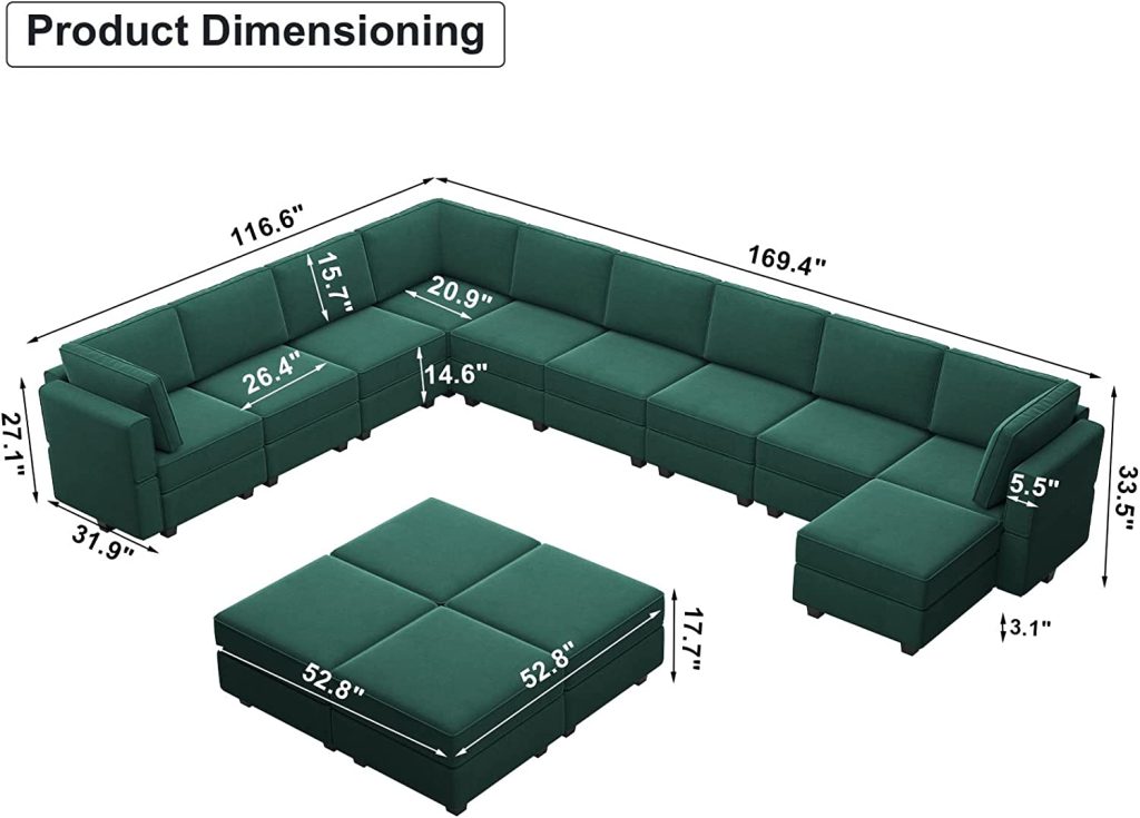 Belffin Oversized Modular Sectional Sofa U Shaped Couch With Storage ...